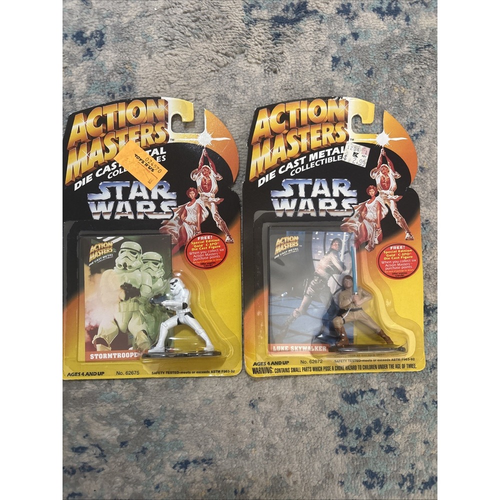 Lot 2 Star Wars Action Masters Die Cast Metal Stormtrooper & Luke Skywalker